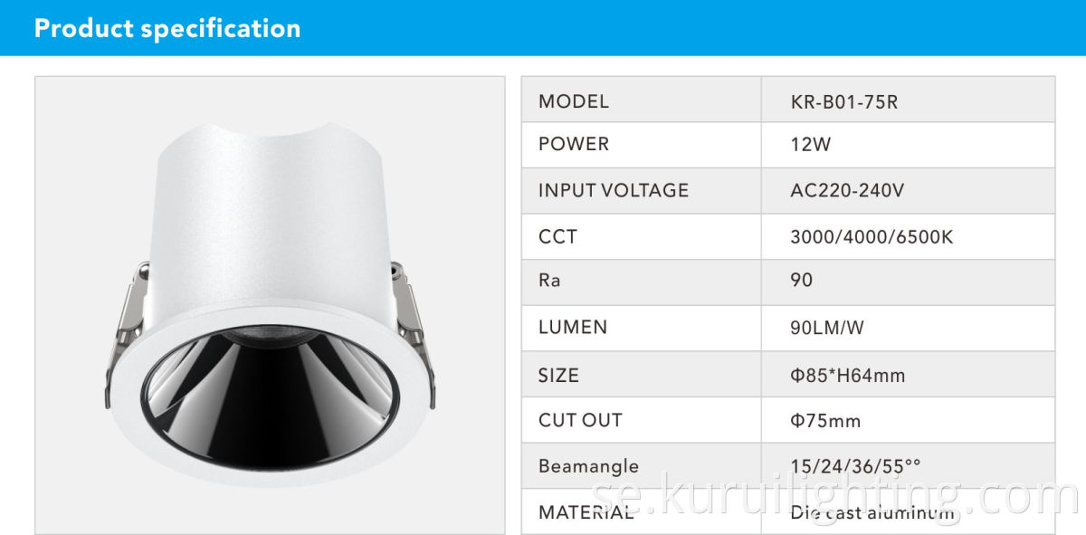 White Led Recessed Downlight